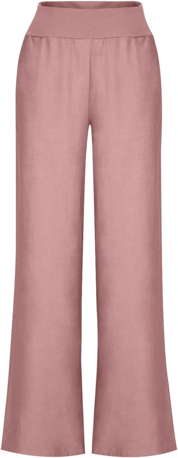 Casual Elastic Waist Trousers for Women Baggy Wide Leg Pants Trendy High Waisted Pants Soft Comfy Lounge Pants