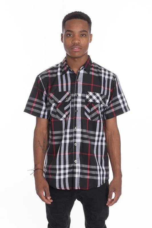 Casual Short Sleeve Checker Shirts