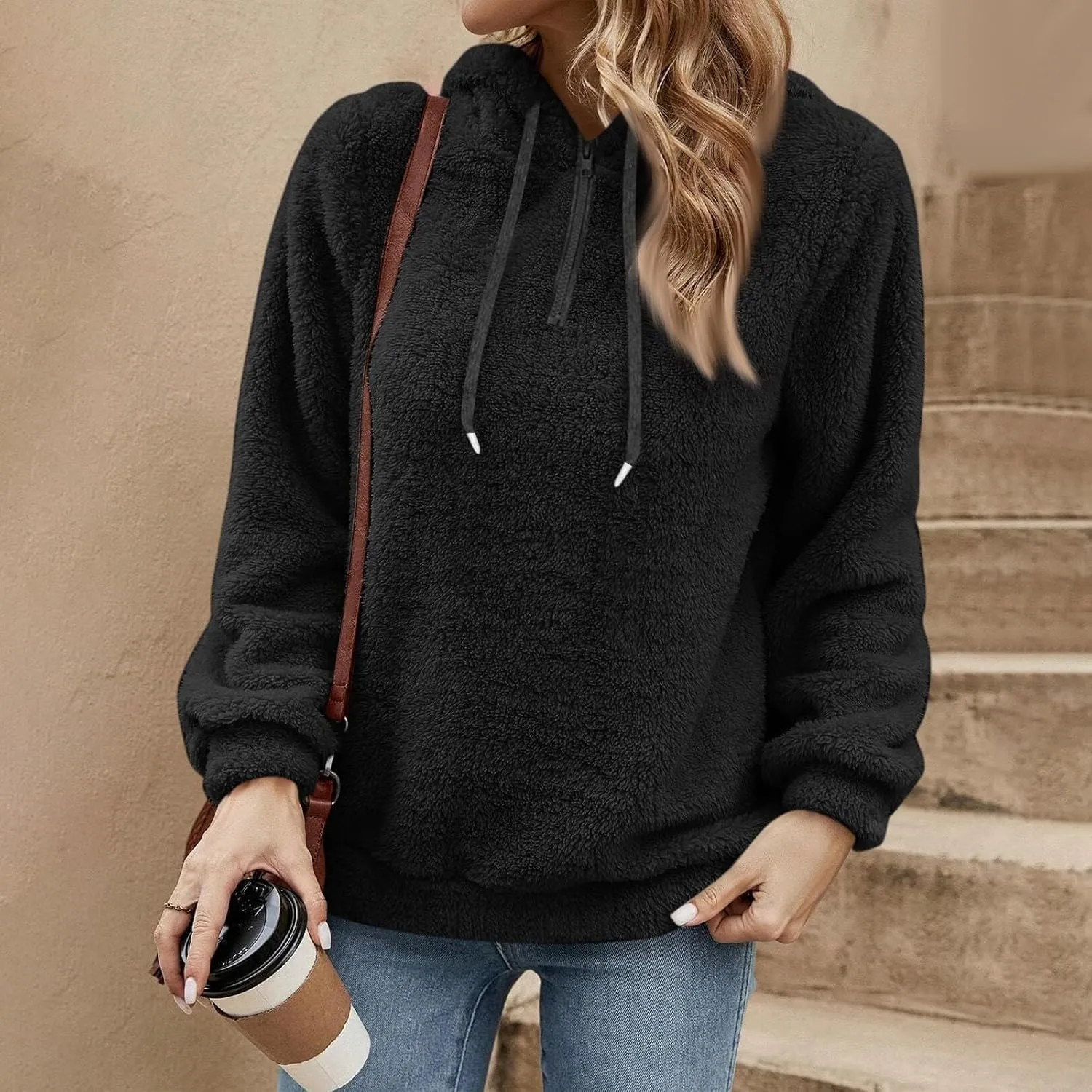 ChicCrate Womens Oversized Sherpa Pullover Hoodie Fuzzy Fleece Sweatshirt Trendy Comfrt Casual Fluffy Hoodies