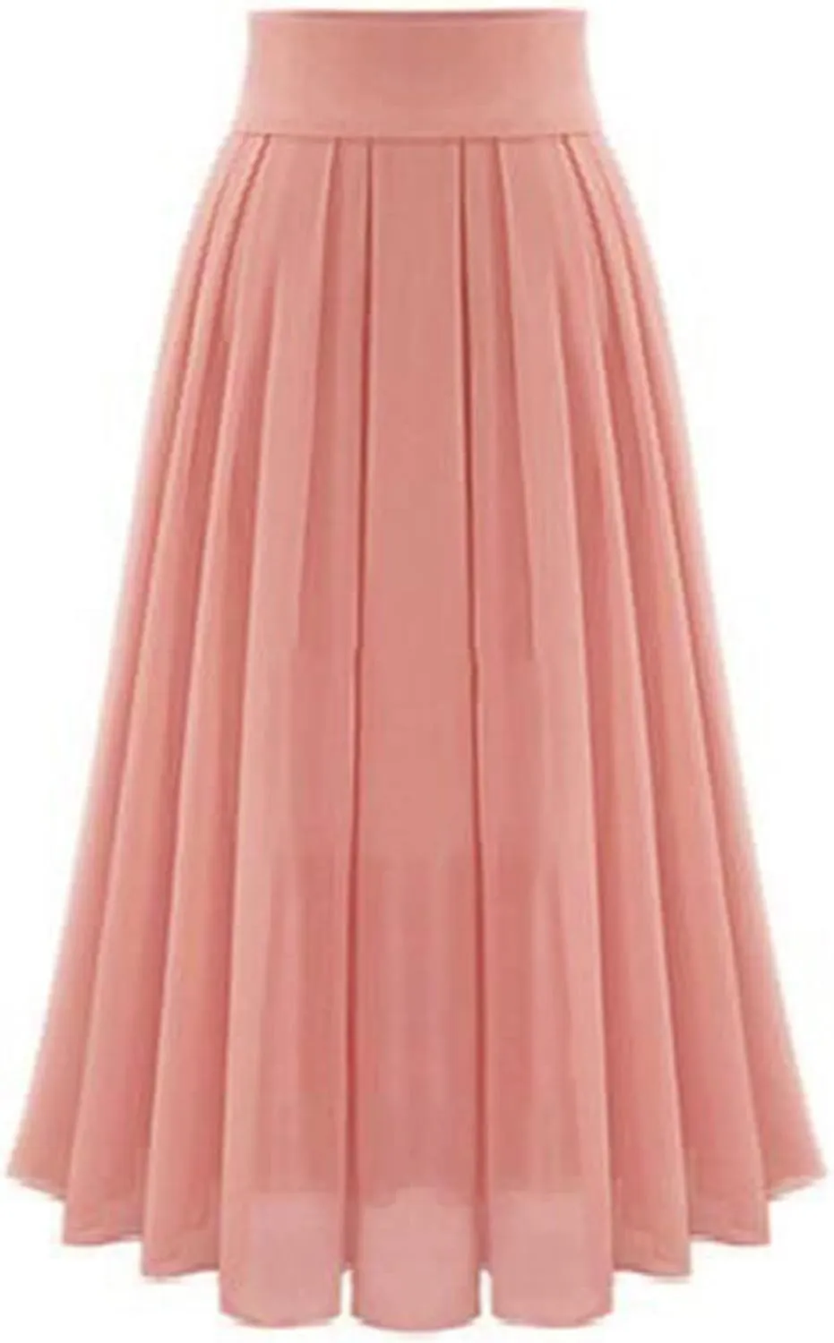 Chiffon Skirts for Women High Waisted Pleated Swing Skirt Plus Size Loose Baggy Comfort Skirt Long Skirts