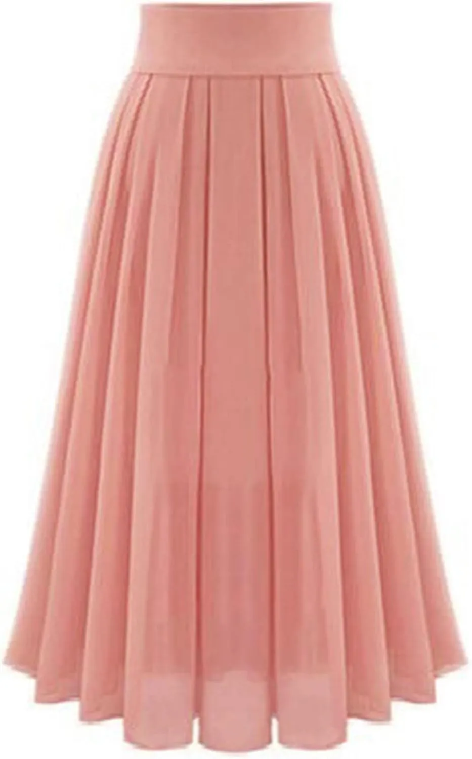 Chiffon Skirts for Women High Waisted Pleated Swing Skirt Plus Size Loose Baggy Comfort Skirt Long Skirts