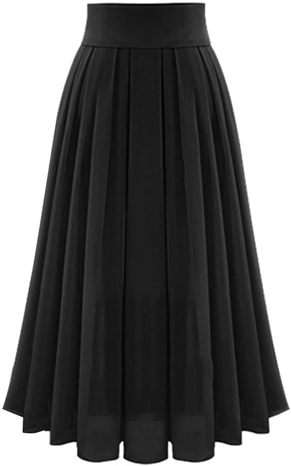 Chiffon Skirts for Women High Waisted Pleated Swing Skirt Plus Size Loose Baggy Comfort Skirt Long Skirts