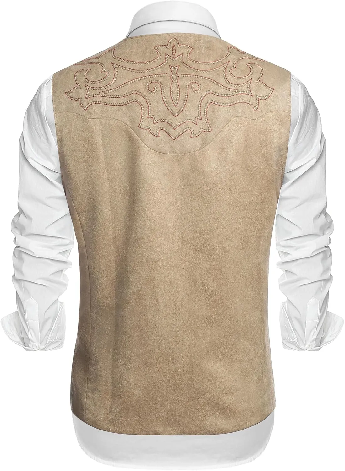 COOFANDY Men's Suede Leather Suit Vest Casual Western Vest Jacket Slim Fit Vest Waistcoat