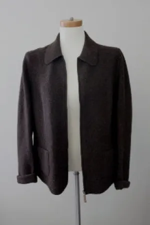 Cool Winter Brown Knit Zippered Jacket