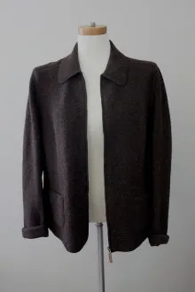 Cool Winter Brown Knit Zippered Jacket
