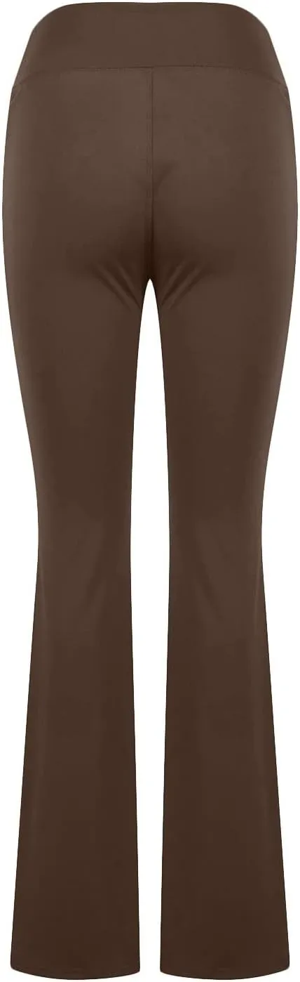 Cross Waist Yoga Pants with Pockets for Women V Crossover High Waisted Flare Leggings Bootcut Trousers Workout Pants