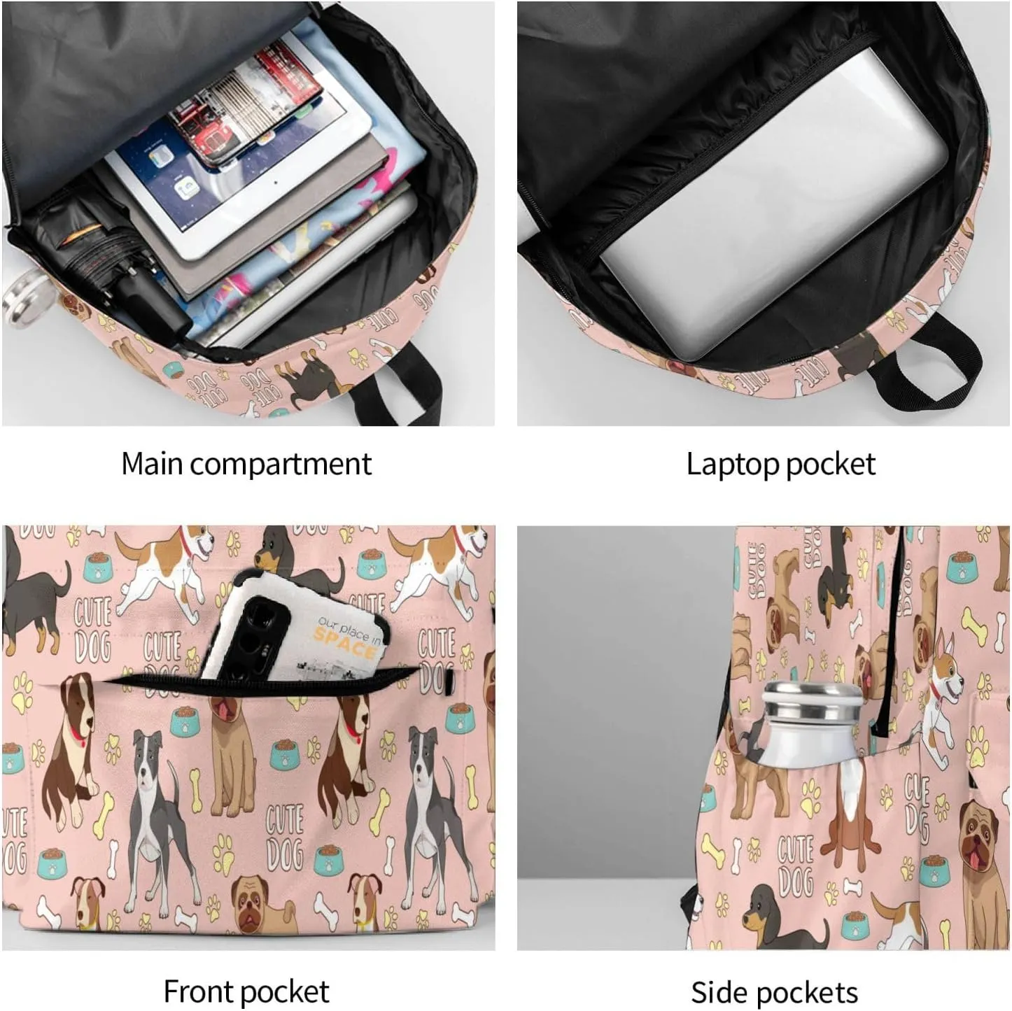 Cute Dogs Backpack for Women 16.9 inch Travel Casual Laptop Backpack Lightweight Waterproof Hiking Daypack