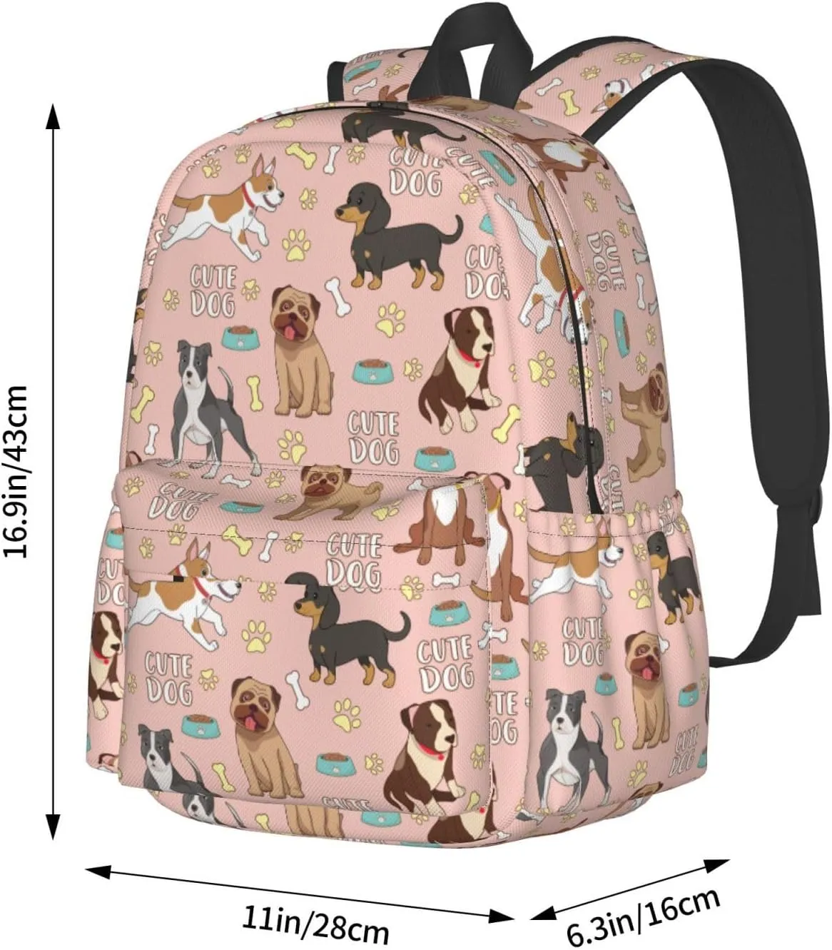 Cute Dogs Backpack for Women 16.9 inch Travel Casual Laptop Backpack Lightweight Waterproof Hiking Daypack