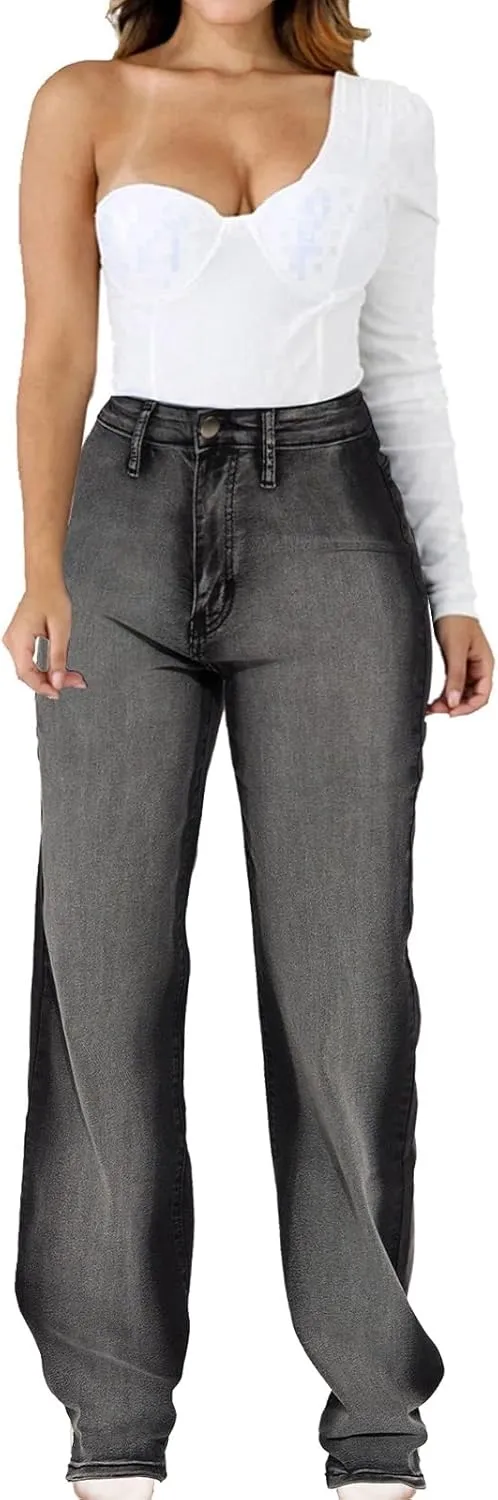 CuteCherry Women Bell Bottom Jeans High Waist Bell Bottom Flared Jean