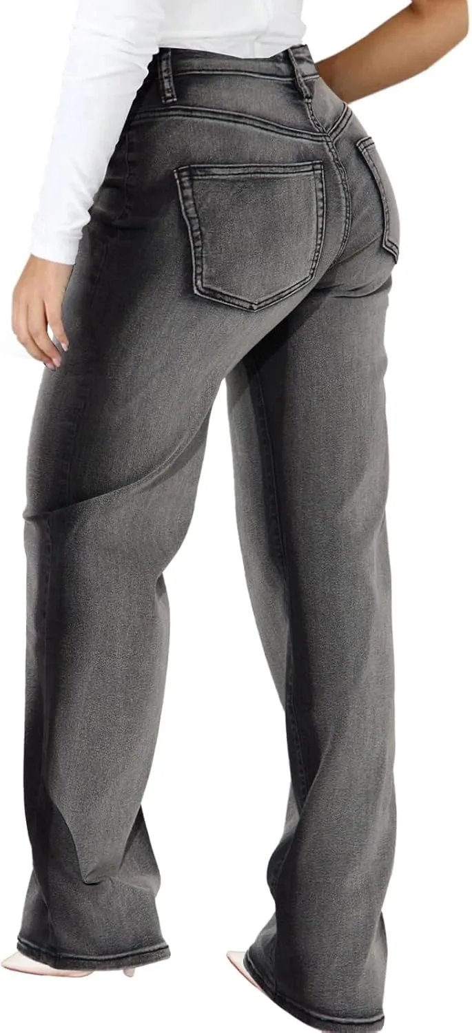 CuteCherry Women Bell Bottom Jeans High Waist Bell Bottom Flared Jean