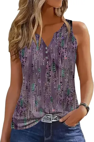 Disamer Tank Tops for Women 2025 Summer Casual Button Down Shirts Loose Fit V Neck Sleeveless Tshirt Blouse