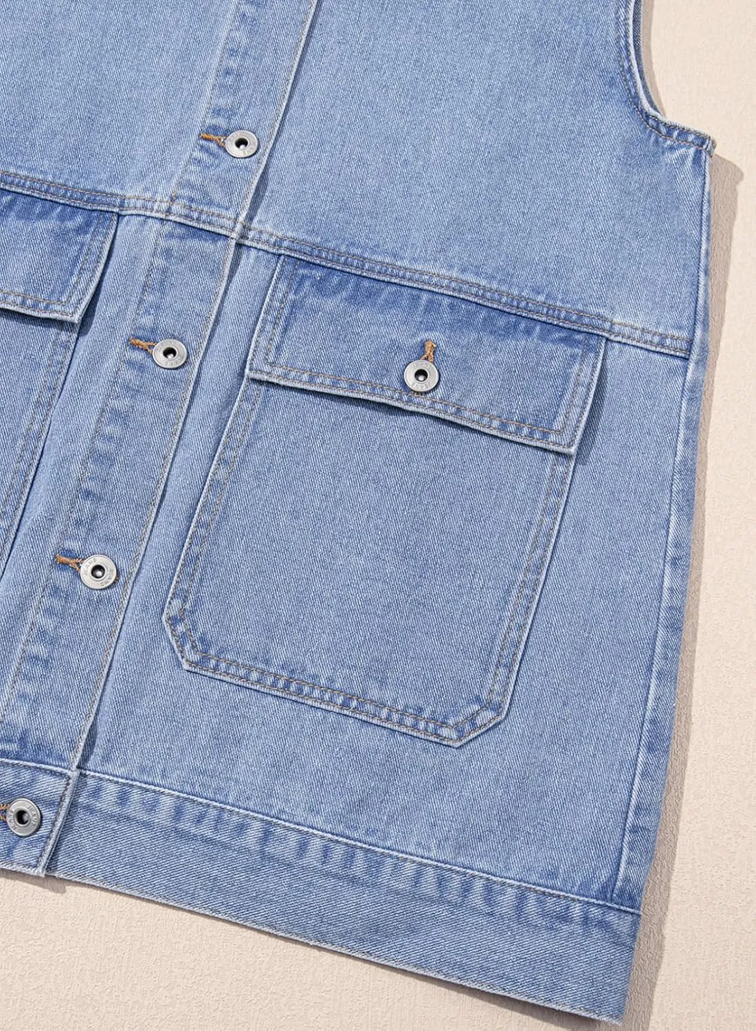 Dokotoo Womens Fashion 2025 Casual Denim Vest Oversized Mid Long Jean Vest Sleeveless Jean Jacket Shacket with Pockets
