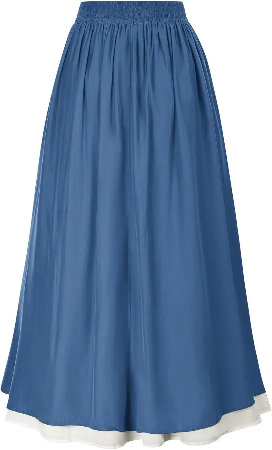 Double Layered Skirts for Women Vintage Elastic High Waist Maxi Skirt Fashion Victorian Renaissance Long Skirt