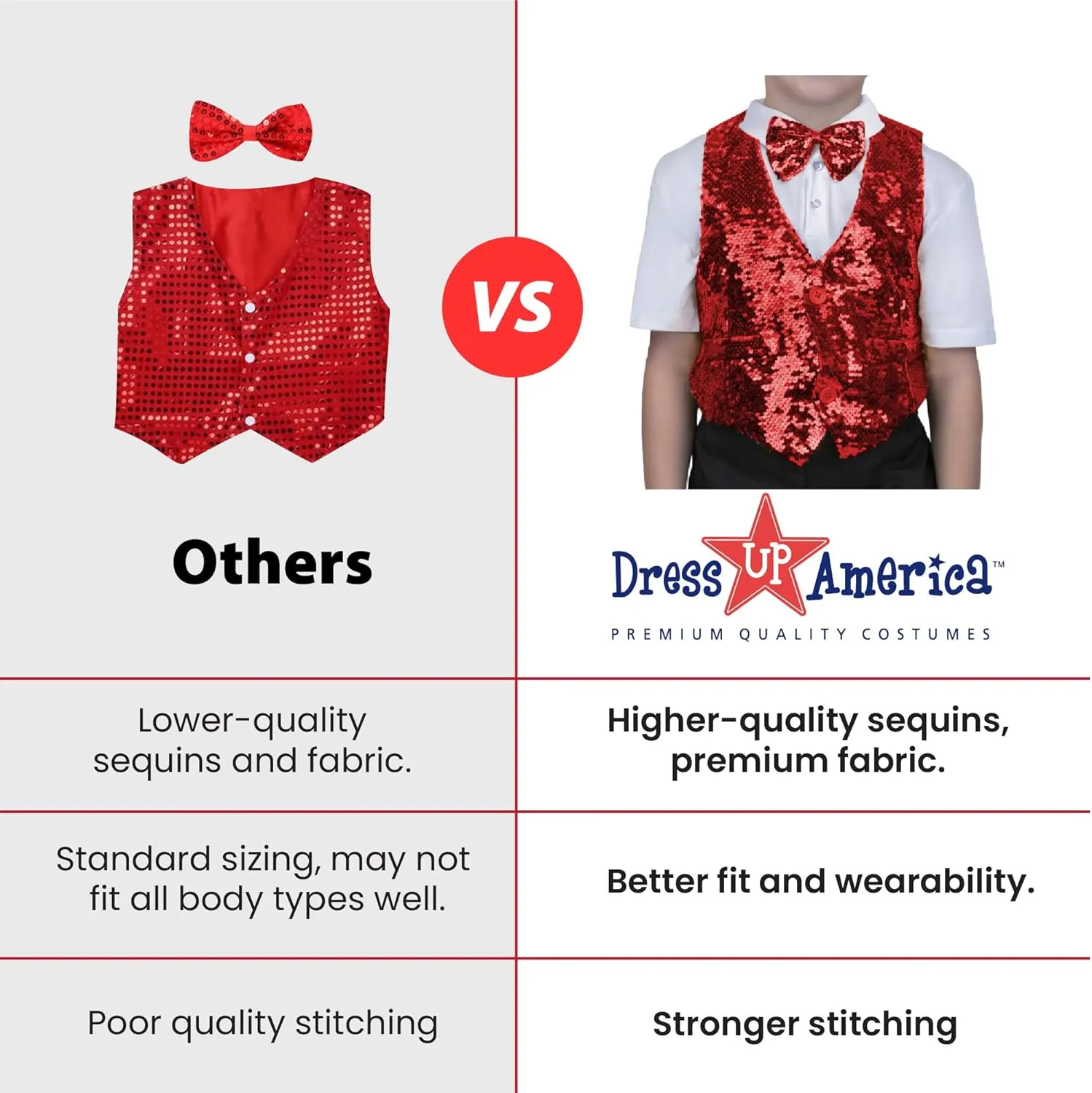 Dress Up America Sequin Vest with Bowtie - Sparkly Vest for Boys - Costume Party Vest for Kids - Boys Sequin Vest