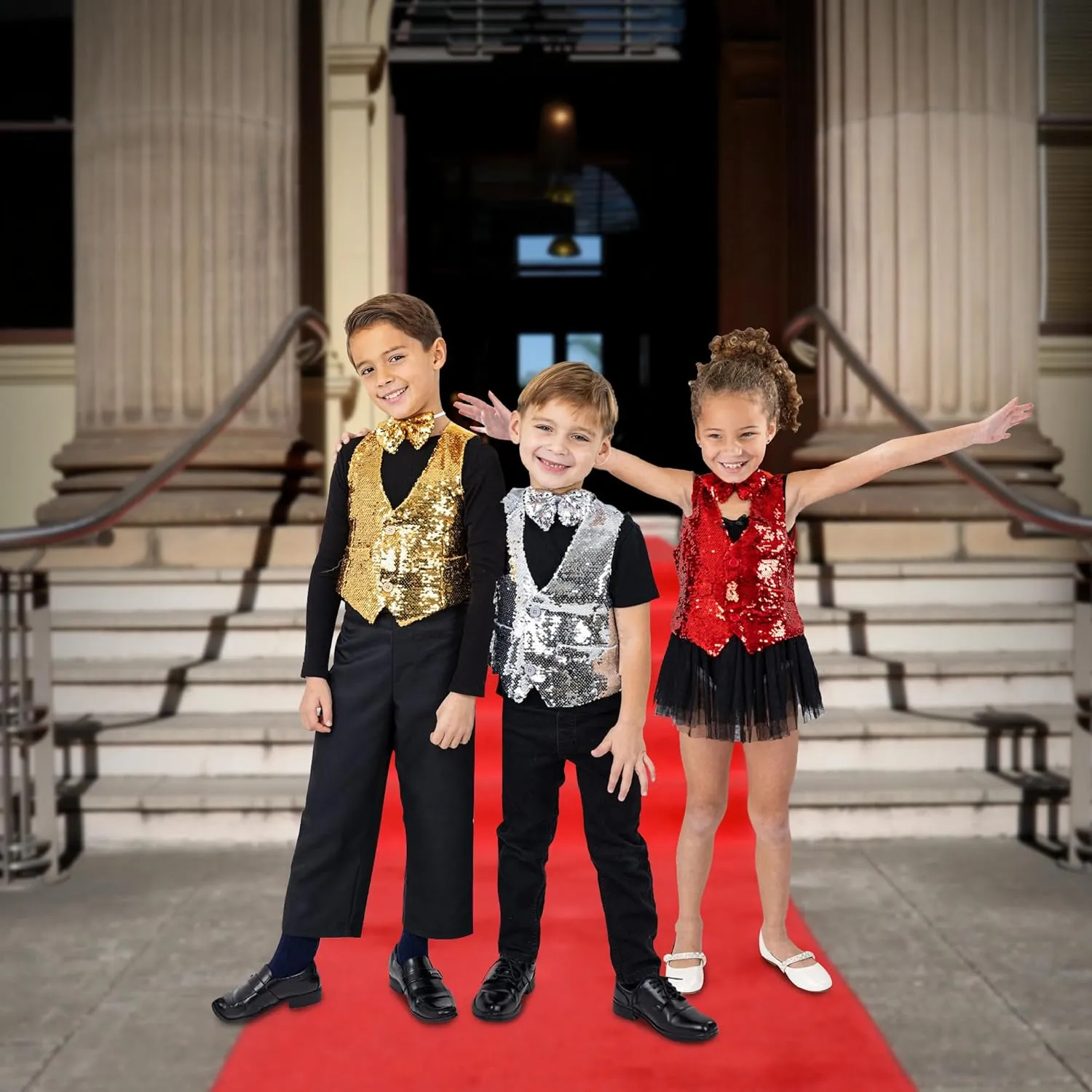 Dress Up America Sequin Vest with Bowtie - Sparkly Vest for Boys - Costume Party Vest for Kids - Boys Sequin Vest