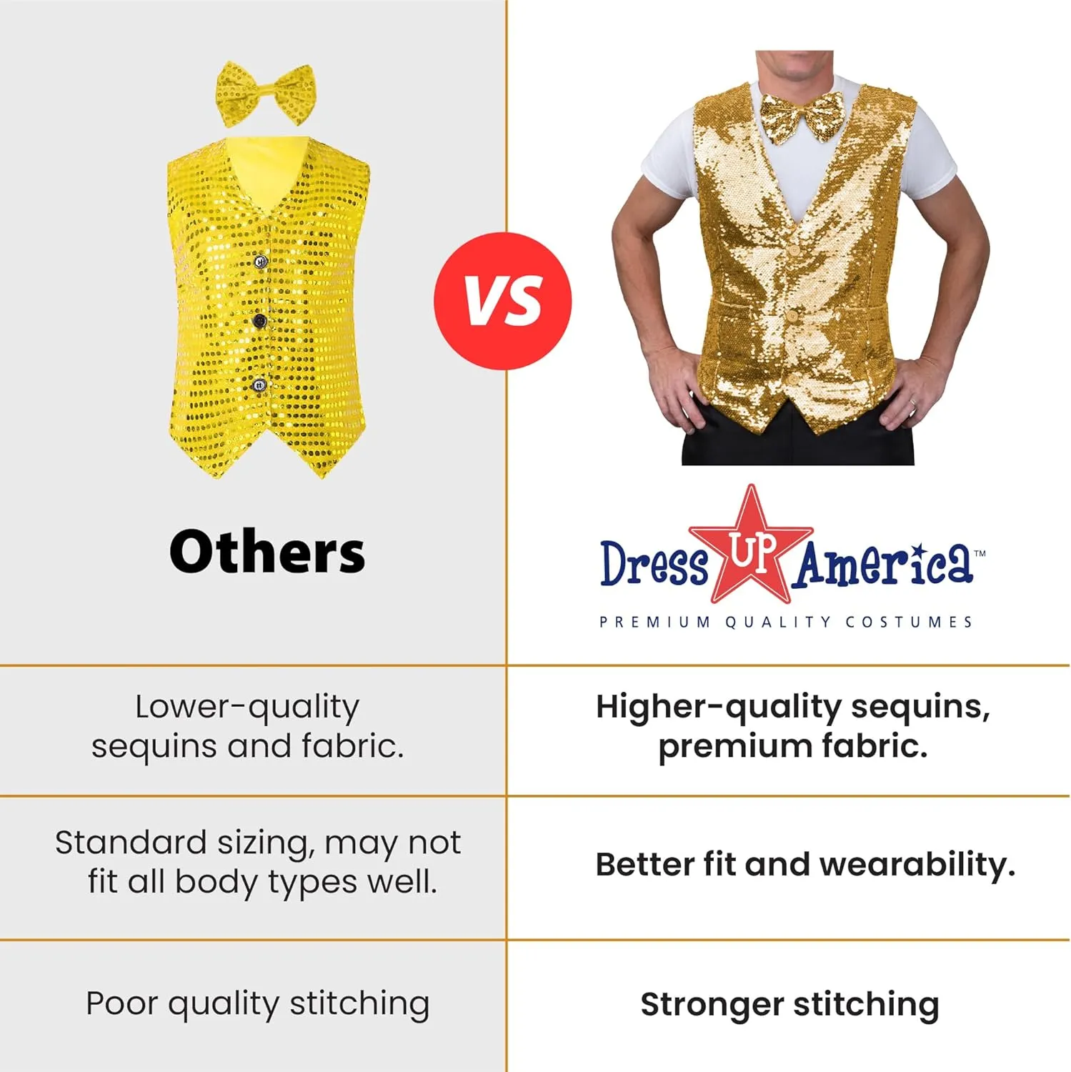 Dress Up America Sequin Vest with Bowtie - Sparkly Vest for Men - Costume Party Vest for Adults - Men Sequin Vest (Silver)
