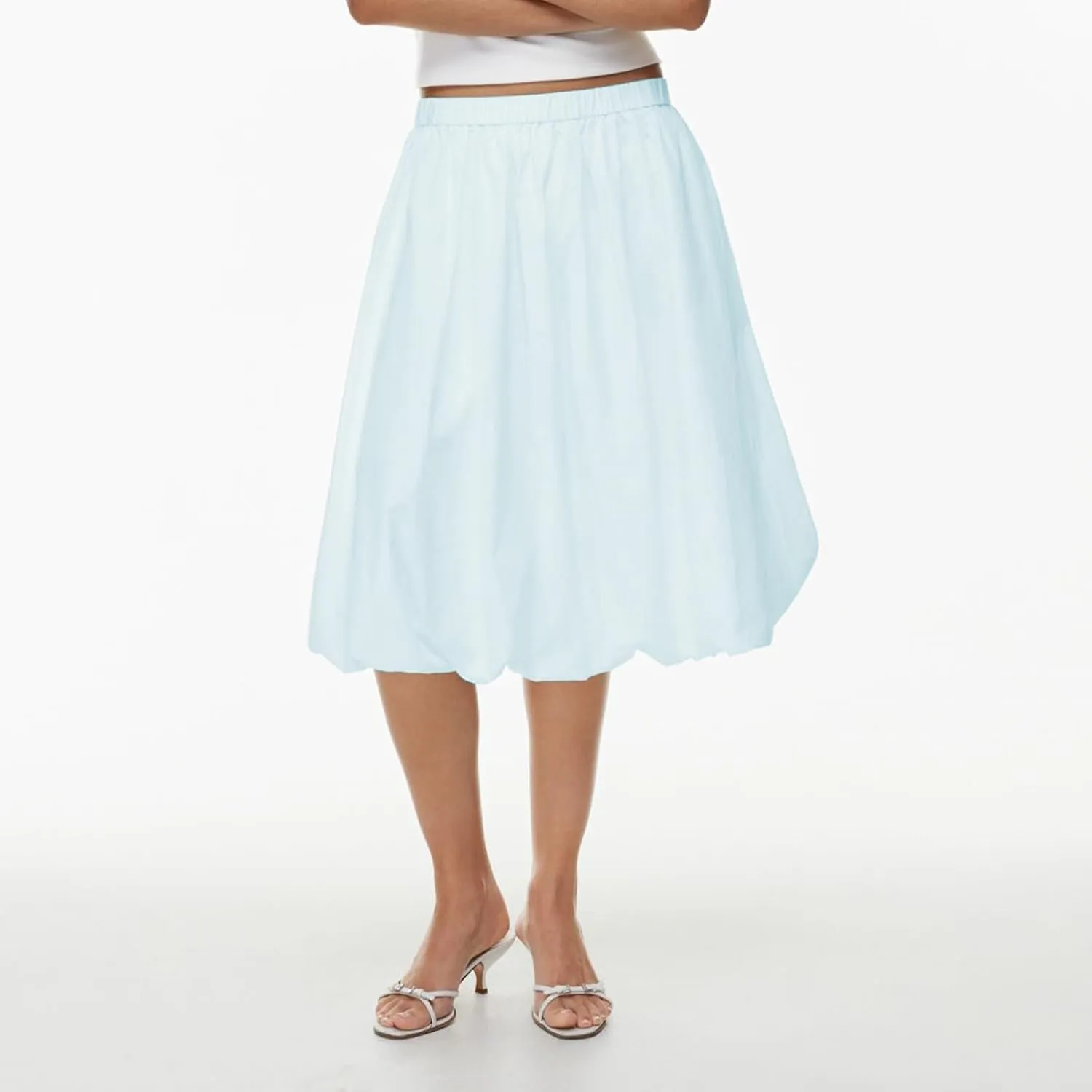 DSORVICD Women Y2k Bubble Skirt Cute Elastic High Waist A-line Maxi Skirt Retro Pleated Ruffle Midi Skirt Summer Streetwear