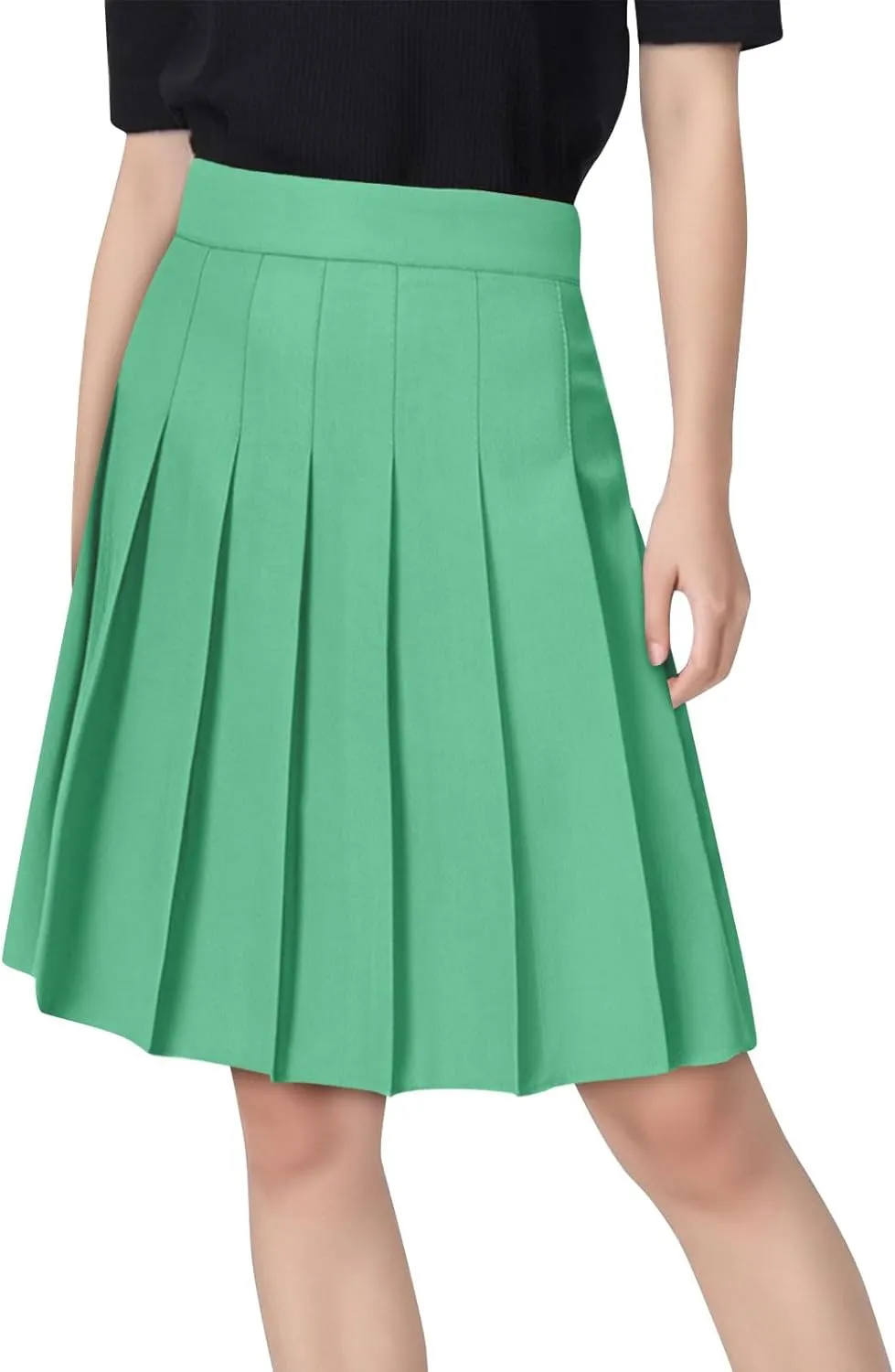 Elegant Knee Length Skorts Skirts for Women High Waisted Solid Color Pleated Skirt Casual Athletic Golf Tennis Skort