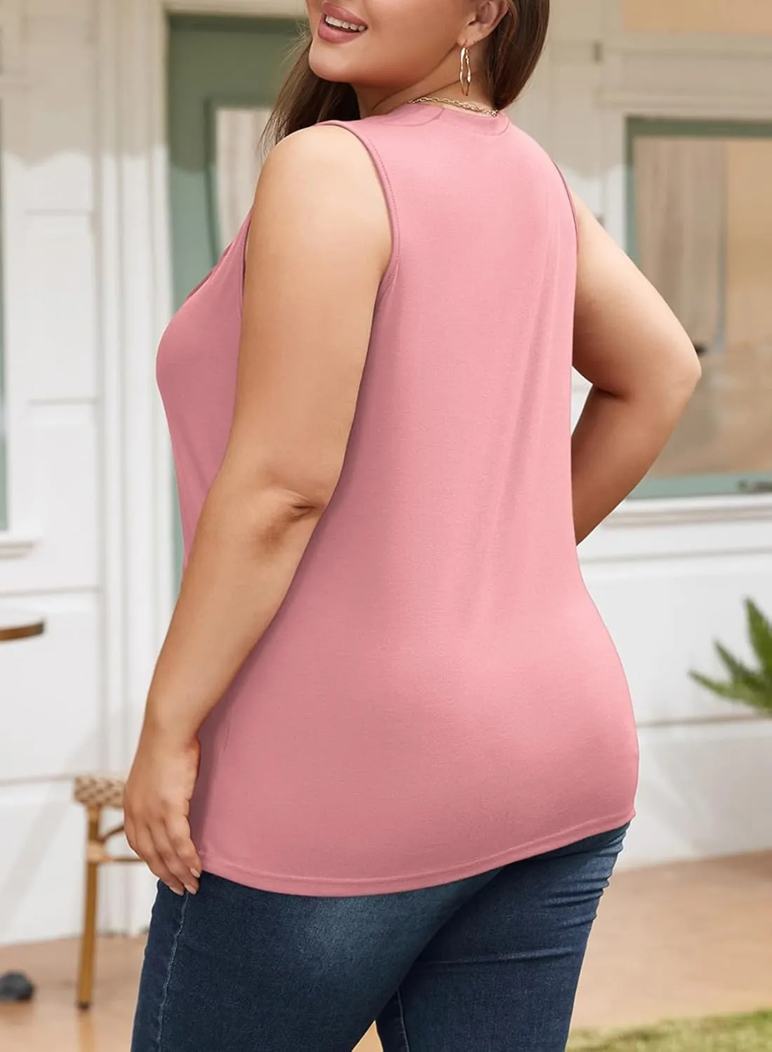 Eytino Plus Size Tank Tops for Women Summer Crewneck Sleeveless T Shirts Loose Fit Tunic Blouse(1X-5X)