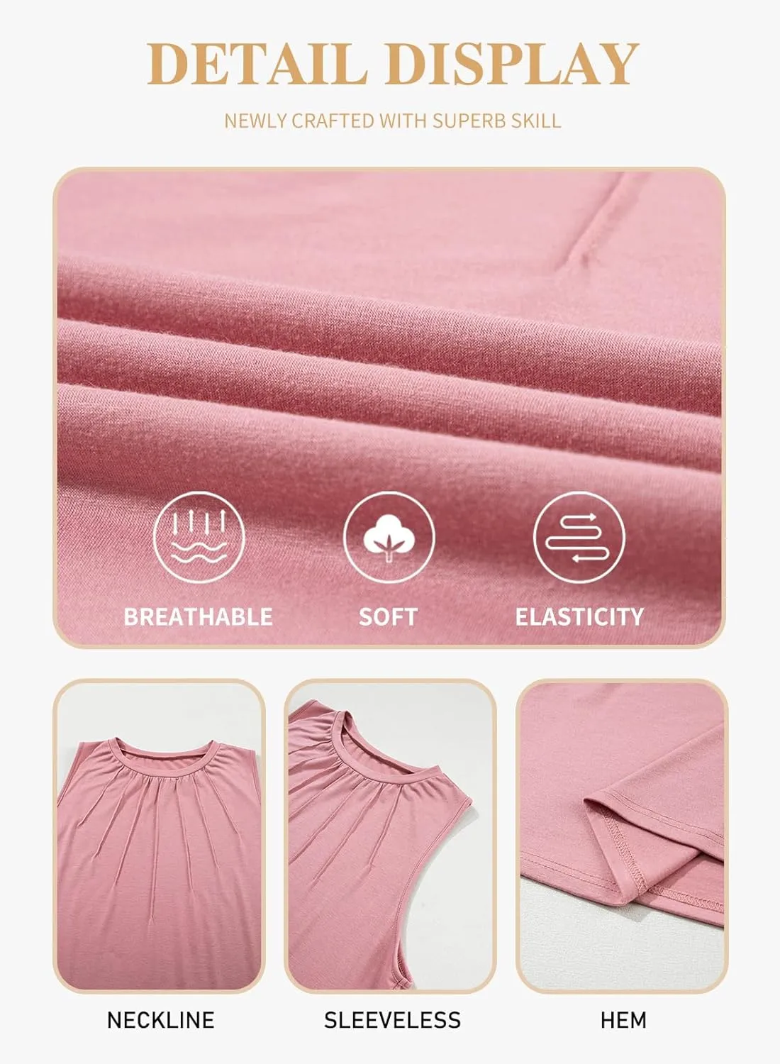 Eytino Plus Size Tank Tops for Women Summer Crewneck Sleeveless T Shirts Loose Fit Tunic Blouse(1X-5X)