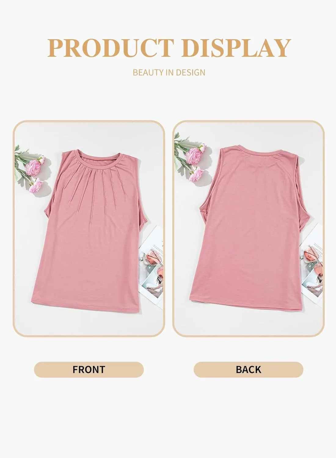Eytino Plus Size Tank Tops for Women Summer Crewneck Sleeveless T Shirts Loose Fit Tunic Blouse(1X-5X)
