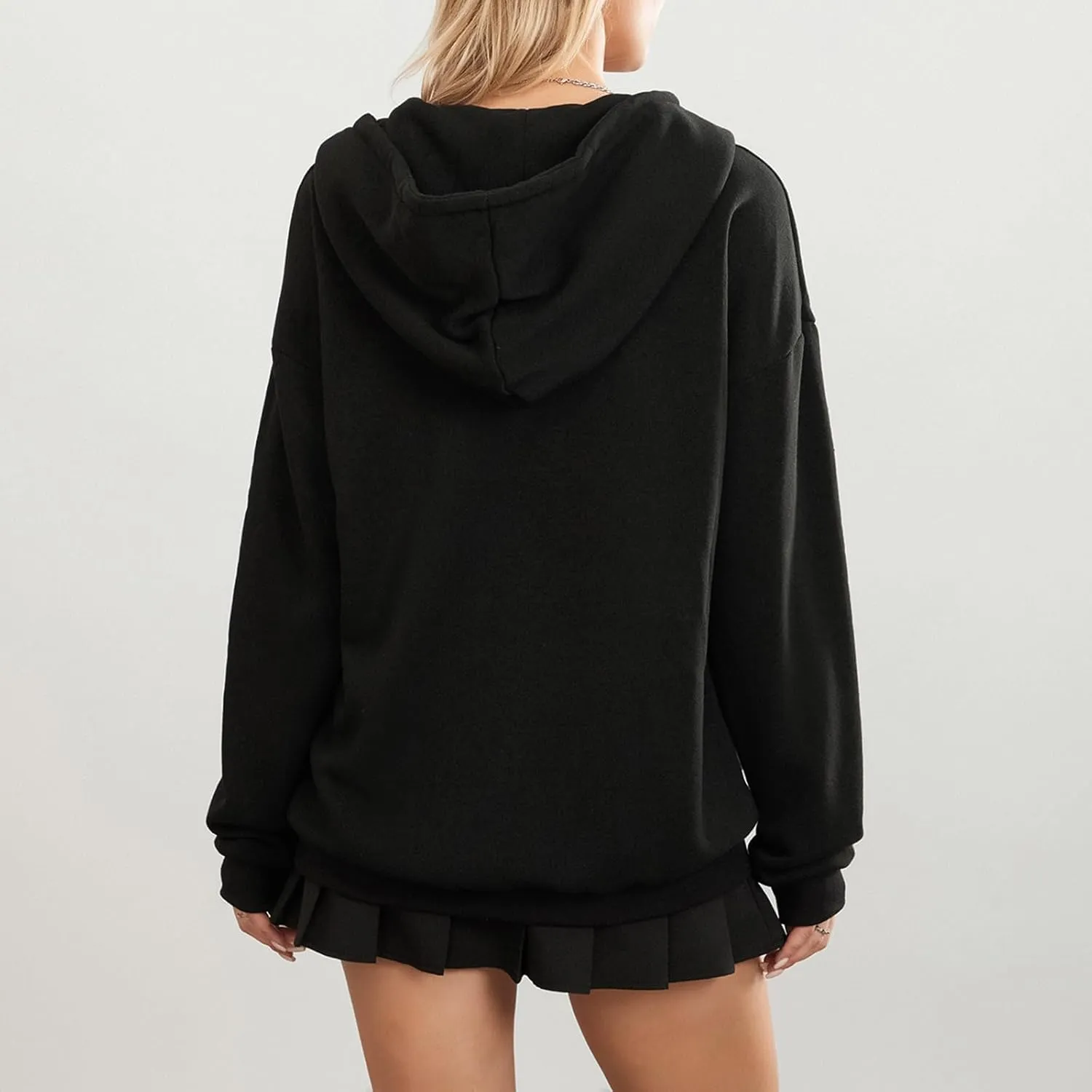 Faretumiya Women Y2k Hoodie Graphic Oversized Zip Up Sweatshirt Grunge Aesthetic Jacket Harajuku Hooded Streetwear