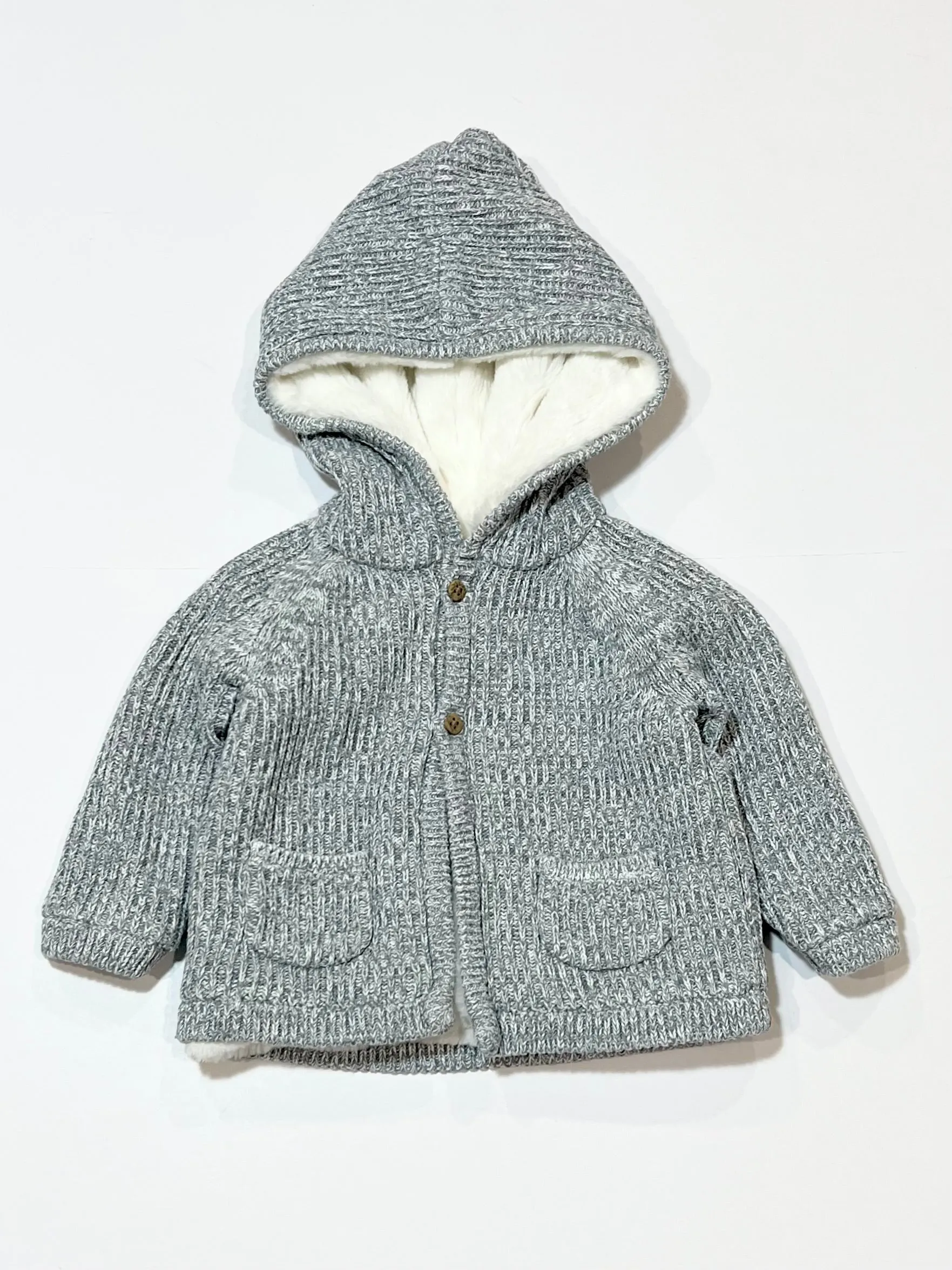 Faux fur lined knit jacket - Size 0