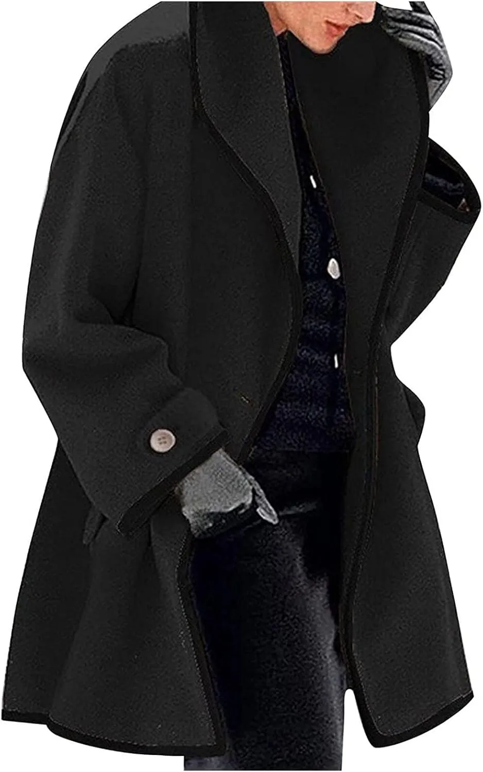 Febecool Trench Coats For Women Long Sleeve Button Cardigan Casual Jacket Heated Jackets Warm Blouse Coat Button Slim Jacket