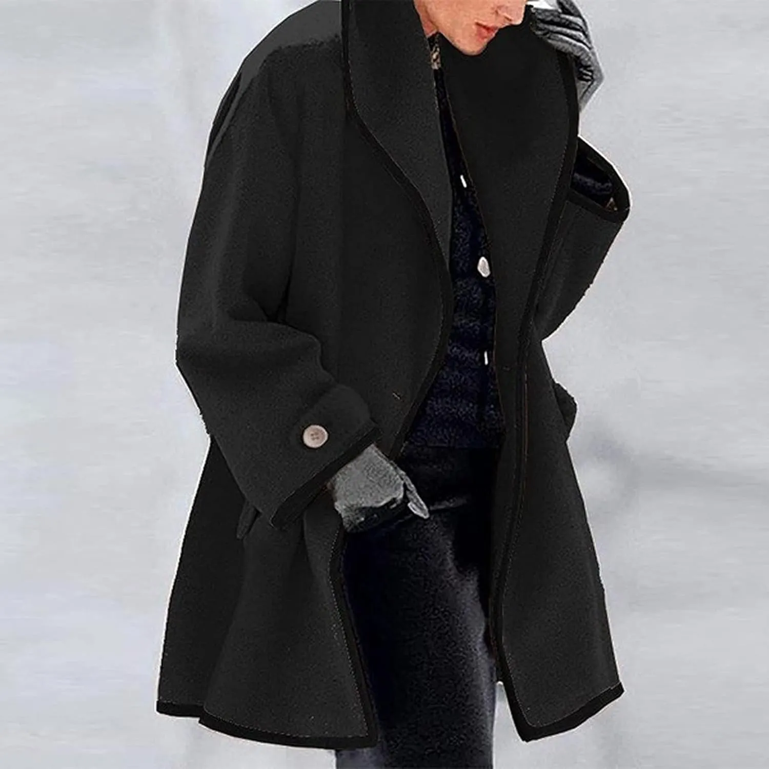 Febecool Trench Coats For Women Long Sleeve Button Cardigan Casual Jacket Heated Jackets Warm Blouse Coat Button Slim Jacket