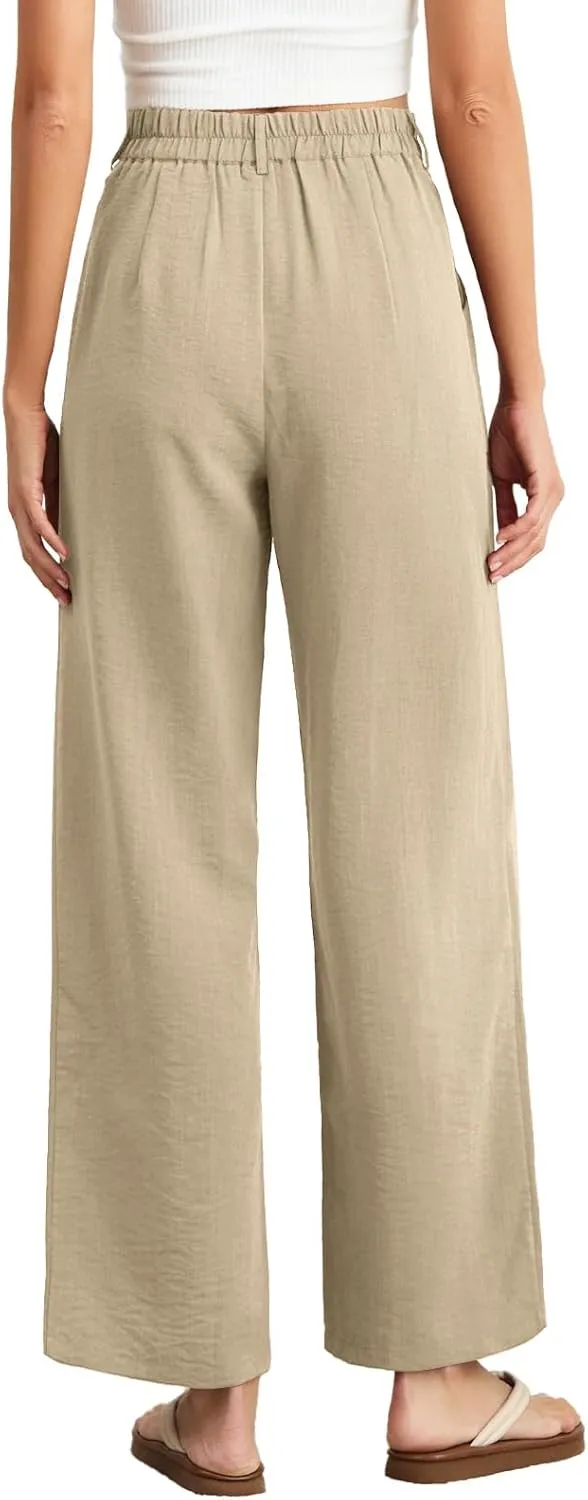 Feiersi Women's Wide Leg Pants Casual High Waisted Slacks Straight Dressy Pants Palazzo Trousers with Pockets