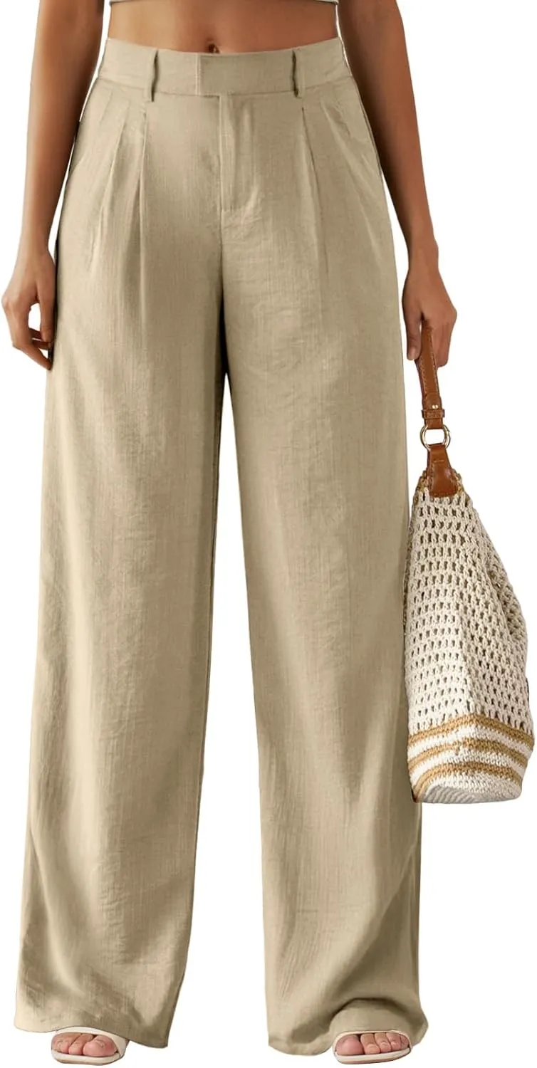 Feiersi Women's Wide Leg Pants Casual High Waisted Slacks Straight Dressy Pants Palazzo Trousers with Pockets