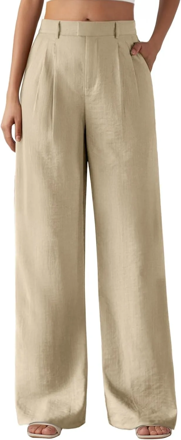 Feiersi Women's Wide Leg Pants Casual High Waisted Slacks Straight Dressy Pants Palazzo Trousers with Pockets