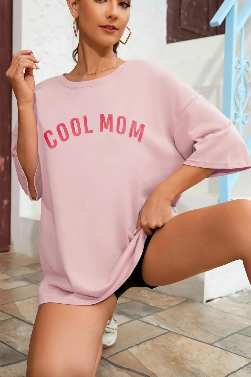 Fenxxxl Womens Oversized T Shirts Crewneck Short Sleeve Tops Loose Fit Summer Casual Blouse Y2K 2024 Basic Tee