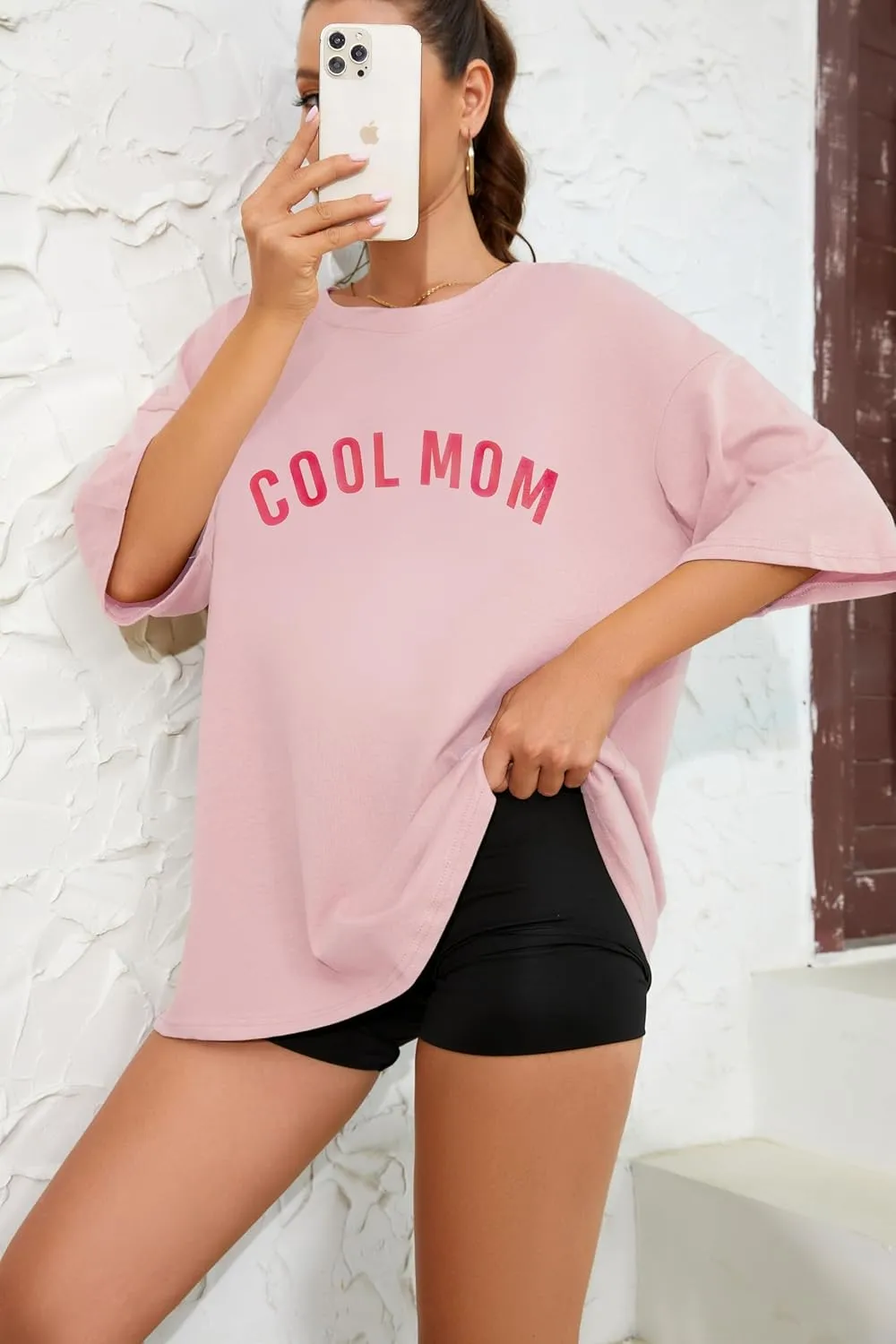Fenxxxl Womens Oversized T Shirts Crewneck Short Sleeve Tops Loose Fit Summer Casual Blouse Y2K 2024 Basic Tee