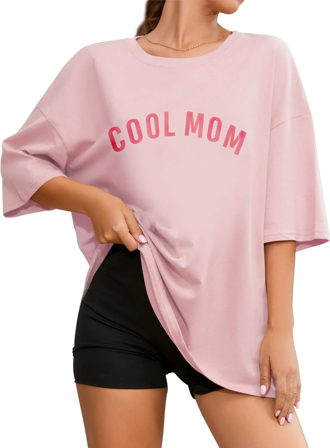 Fenxxxl Womens Oversized T Shirts Crewneck Short Sleeve Tops Loose Fit Summer Casual Blouse Y2K 2024 Basic Tee
