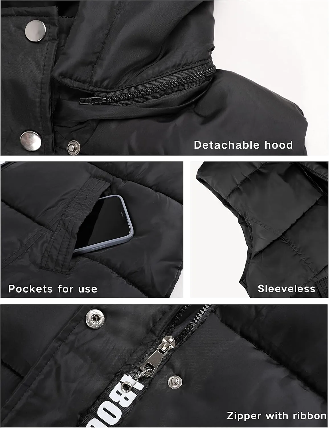 Fiona Jolin Long Puffer Vest Women Sleeveless Hooded Puffy Jacket Coat Outerwear Vest Gilet