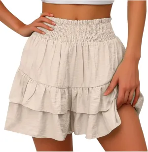 Flowy Shorts for Women Summer Casual High Waisted Ruffles Pleated Tennis Mini Skirt Tummy Control Athletic Golf Skort