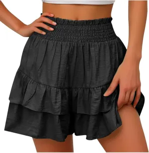 Flowy Shorts for Women Summer Casual High Waisted Ruffles Pleated Tennis Mini Skirt Tummy Control Athletic Golf Skort