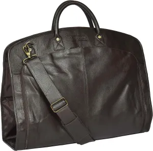 Genuine Soft Leather Suit Carrier Bag Brown Dress Garment Cover Cabin Travel Bag A173