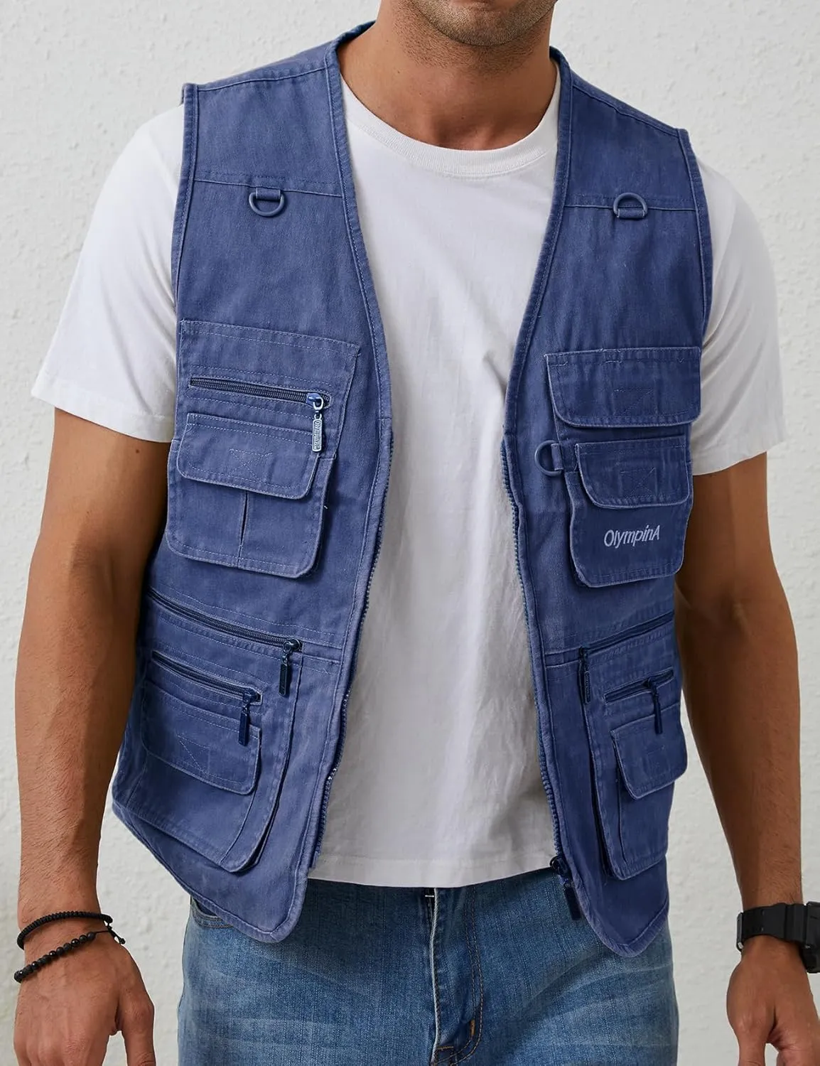 Gihuo Men's Fishing Vest Casual Utility Travel Safari Cargo Outdoor Work Photo Fly Vest Jacket with Multi Pockets