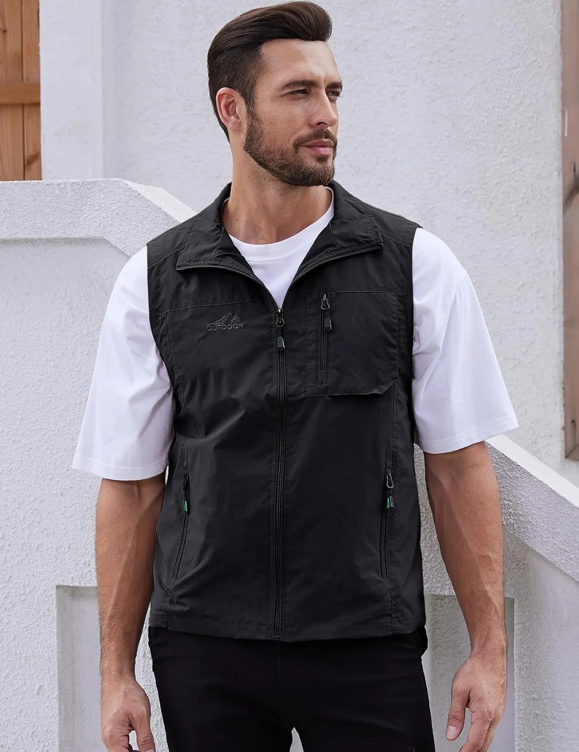Gihuo Men's Fishing Vest Utility Vest Casual Outdoor Quick Dry Safari Travel Golf Vest Work Vest