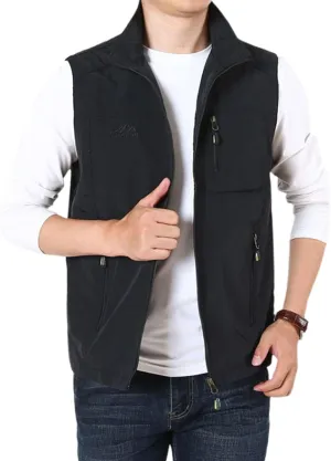 Gihuo Men's Fishing Vest Utility Vest Casual Outdoor Quick Dry Safari Travel Golf Vest Work Vest
