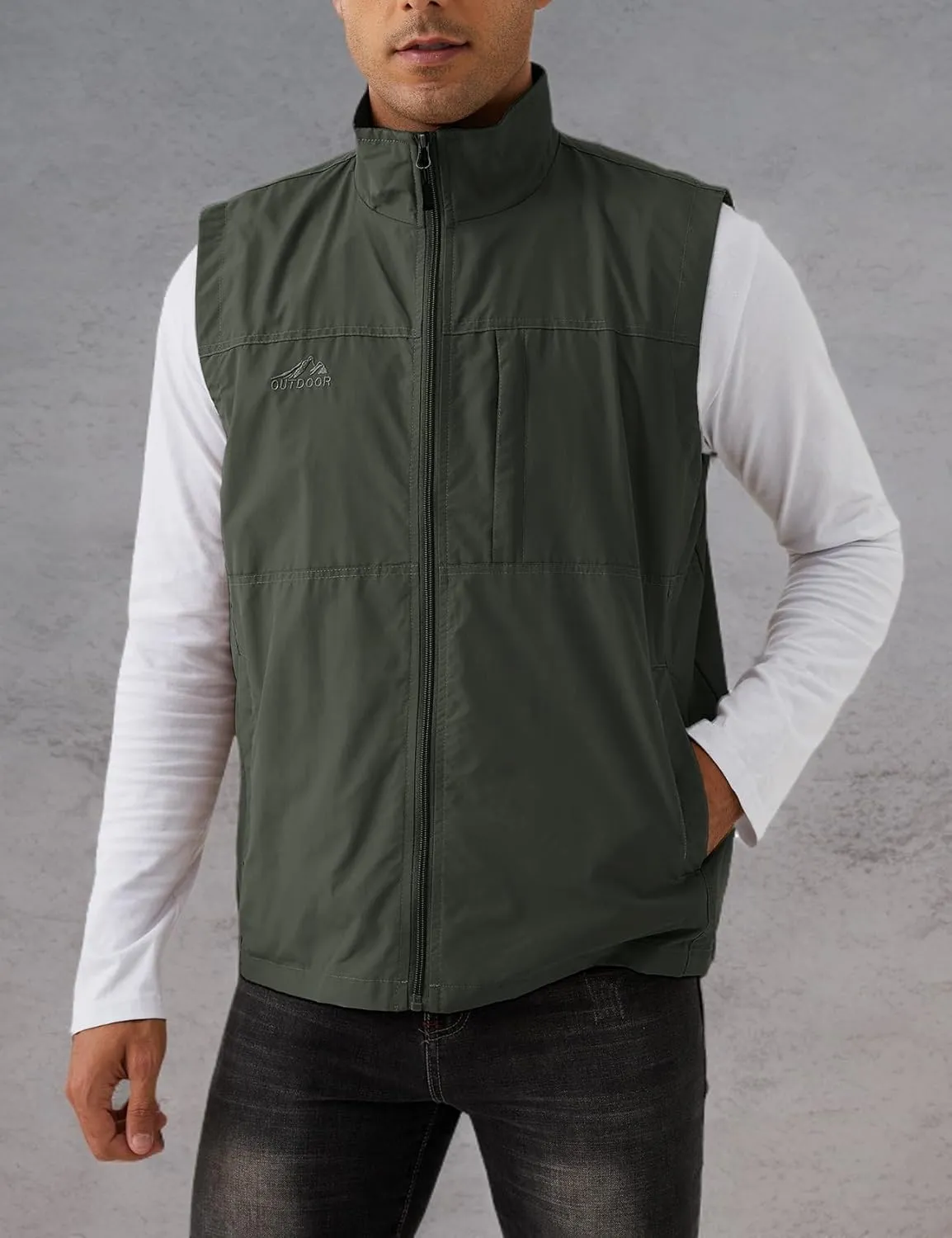 Gihuo Men's Fishing Vest Utility Vest Casual Outdoor Quick Dry Safari Travel Golf Vest Work Vest
