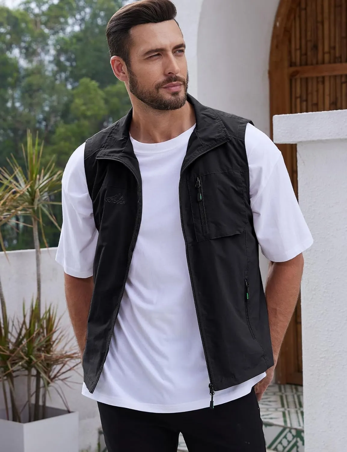 Gihuo Men's Fishing Vest Utility Vest Casual Outdoor Quick Dry Safari Travel Golf Vest Work Vest