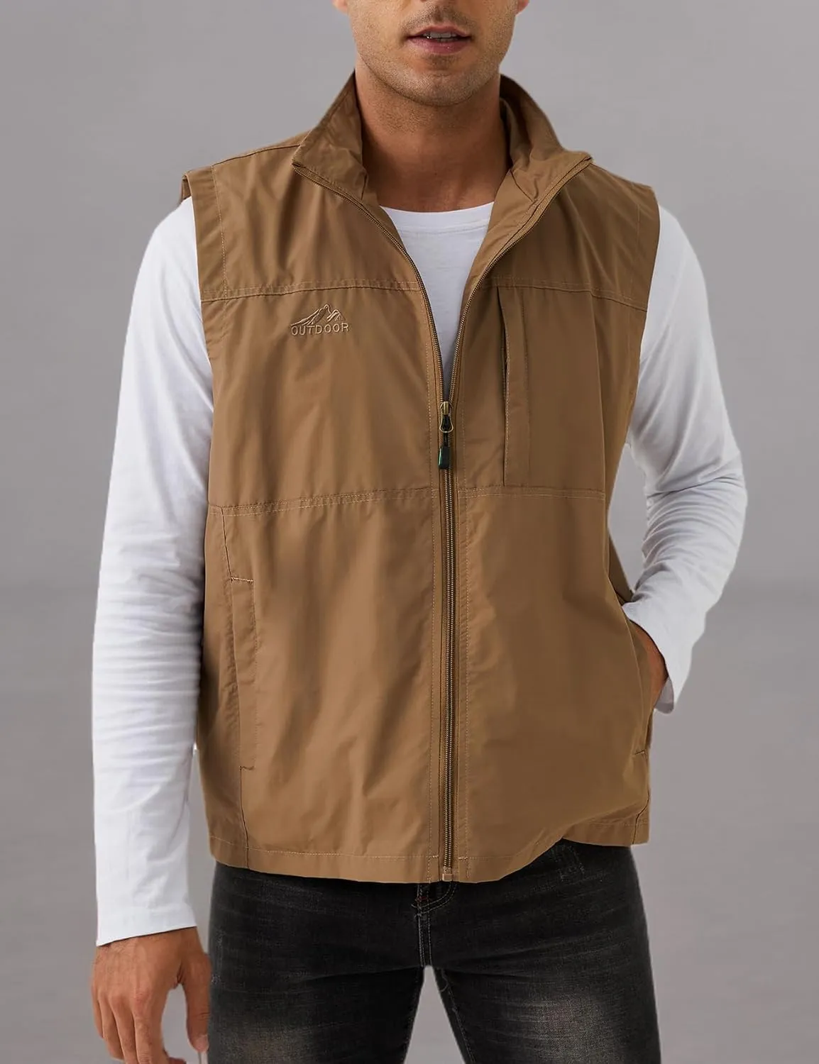 Gihuo Men's Fishing Vest Utility Vest Casual Outdoor Quick Dry Safari Travel Golf Vest Work Vest