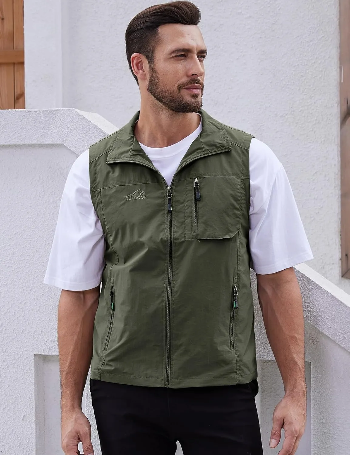 Gihuo Men's Fishing Vest Utility Vest Casual Outdoor Quick Dry Safari Travel Golf Vest Work Vest