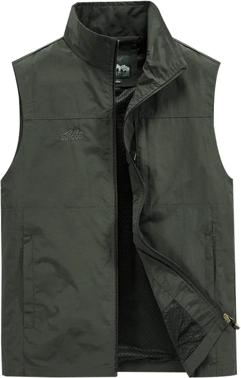 Gihuo Men's Fishing Vest Utility Vest Casual Outdoor Quick Dry Safari Travel Golf Vest Work Vest