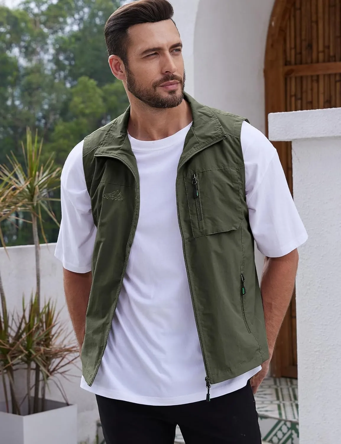 Gihuo Men's Fishing Vest Utility Vest Casual Outdoor Quick Dry Safari Travel Golf Vest Work Vest