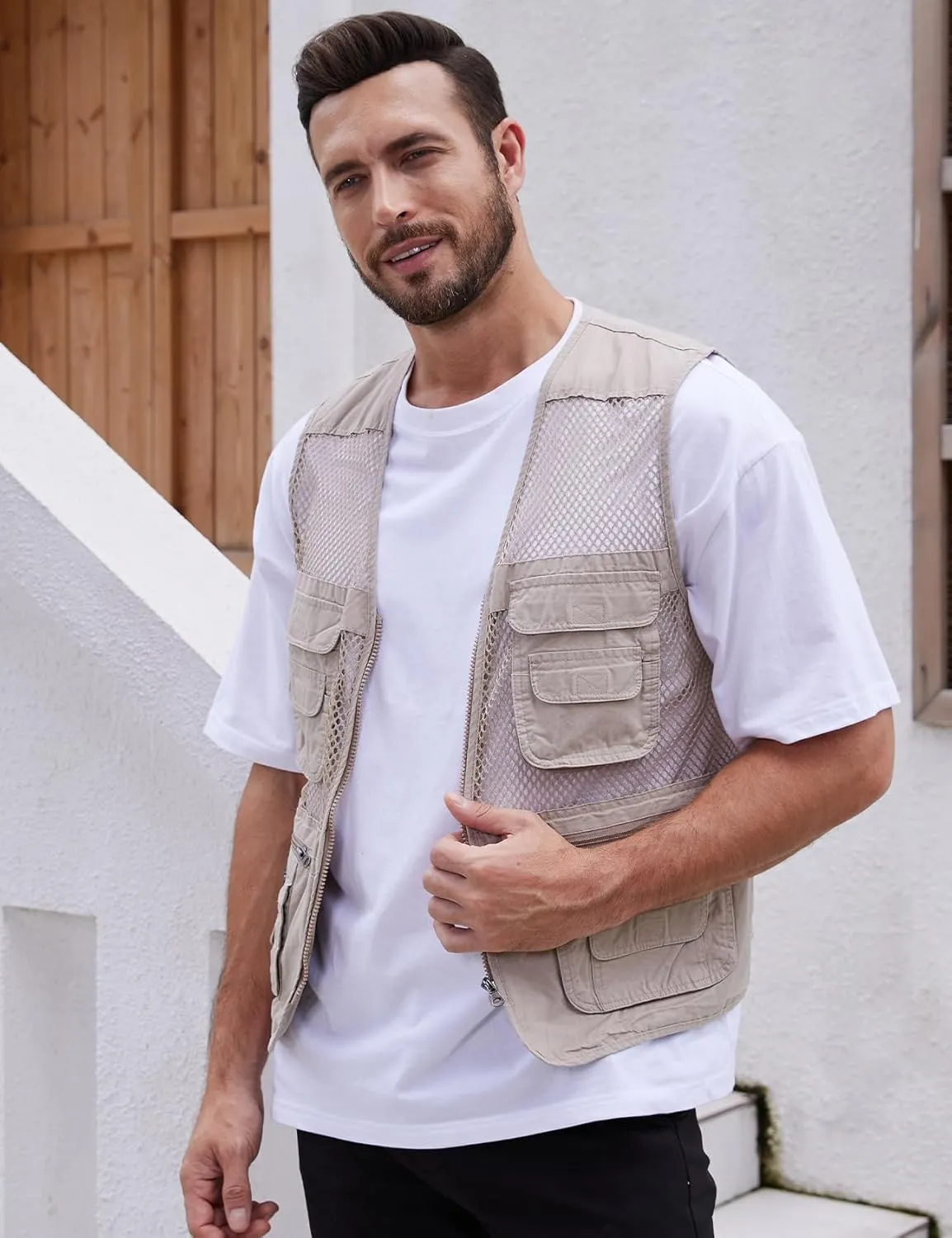 Gihuo Men's Utility Vest Fishing Safari Vest Summer Travel Vest with Pockets