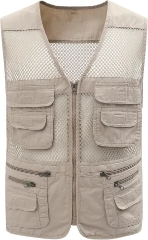 Gihuo Men's Utility Vest Fishing Safari Vest Summer Travel Vest with Pockets